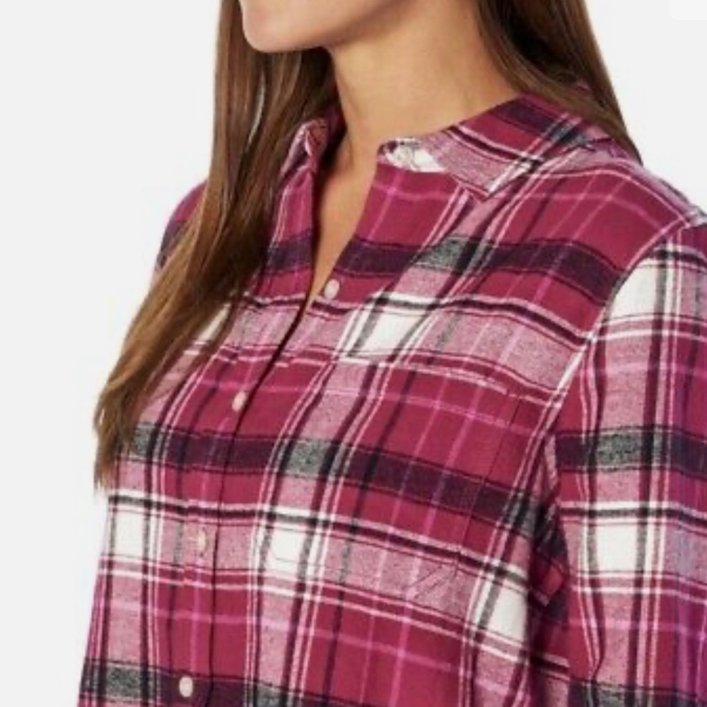 Women's Gap Flannel Boyfriend Shirt Pink Size Small - Picture 3 of 11
